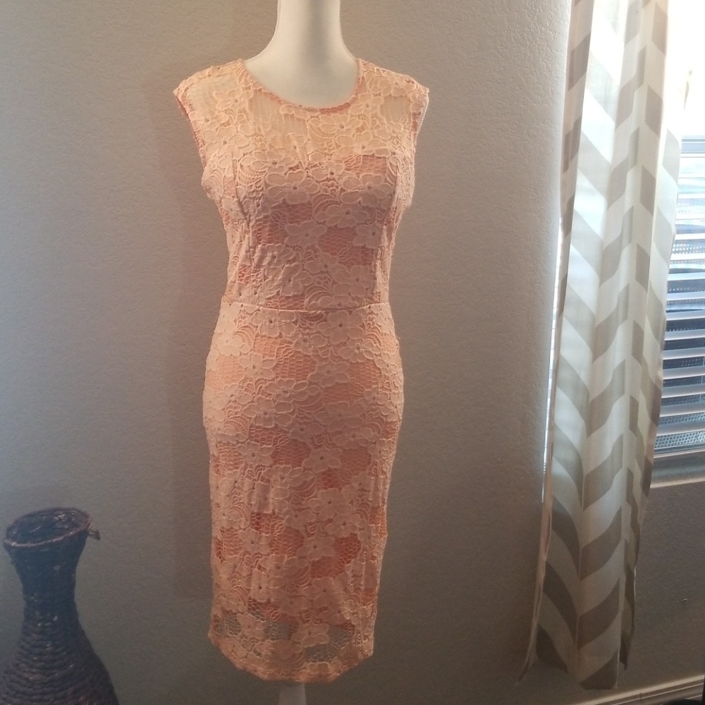 Peach lace dress